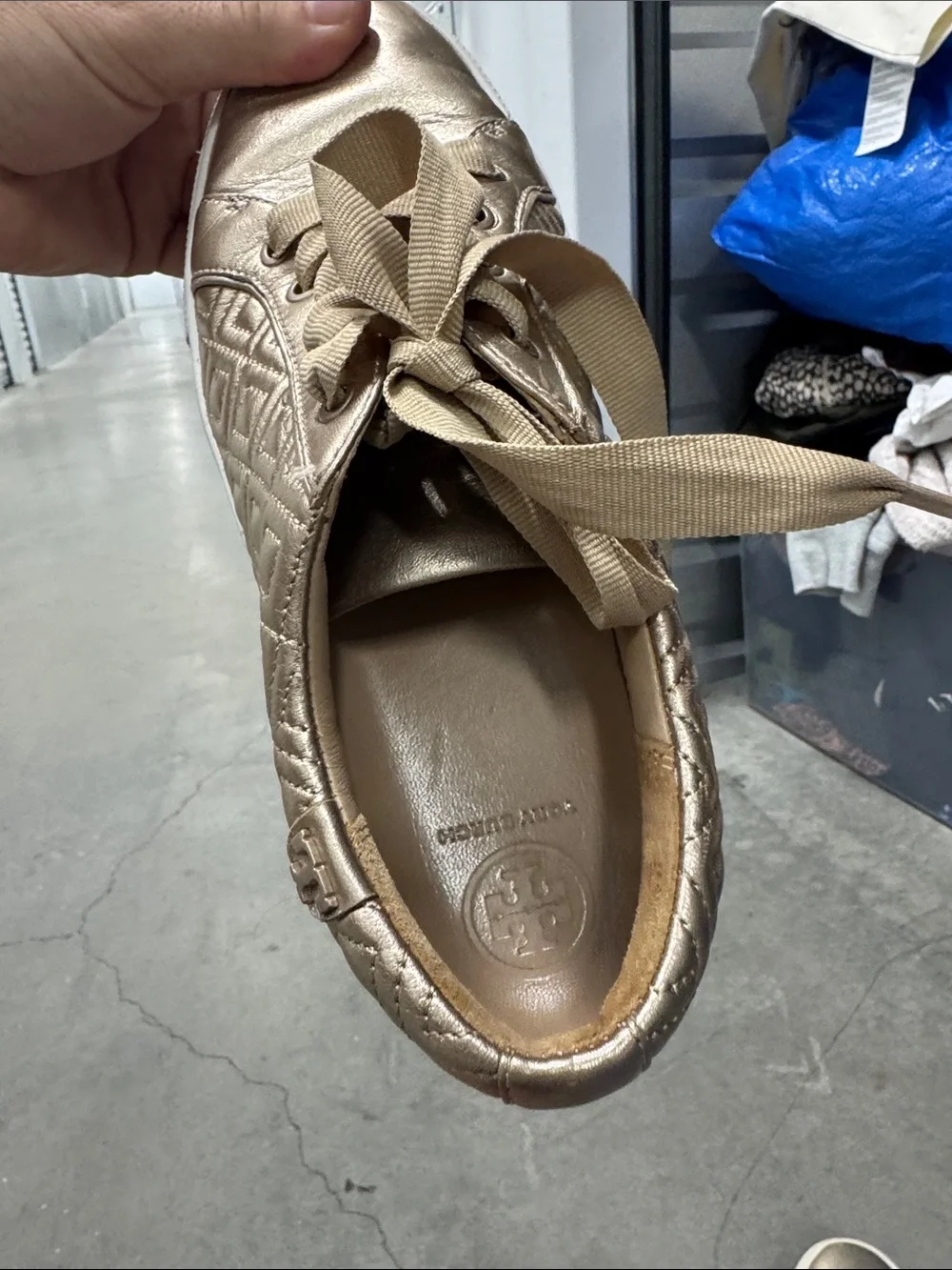 Tory Burch Gold Marion Metallic Sneaker, 7.5
